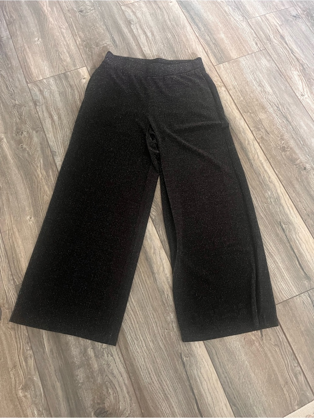 Reitmans Black Wide-Leg Sparkle Pull-On Pants